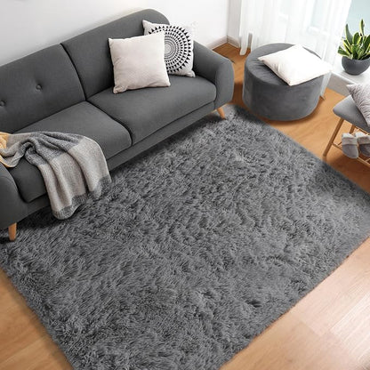 Grey Area Rugs for Bedroom Living Room, Fluffy Fuzzy Shag Shaggy 4x6 Bedside Rug - Image 9
