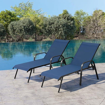 Crestlive Products Outdoor Chaise Lounge Chair, 5-Position Pool Lounge Chairs by CrestliveProducts