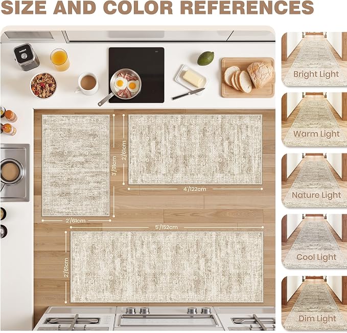 Kitchen Rugs Sets of 2, 2x3 2x4 Rug Runner, Dining Room, Soft Runner Rug - Image 2