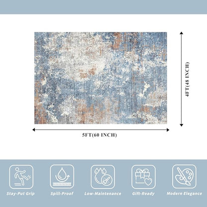 4x5 Washable Entryway Rug – Non-Slip Low Pile Throw Area Rug - Image 2