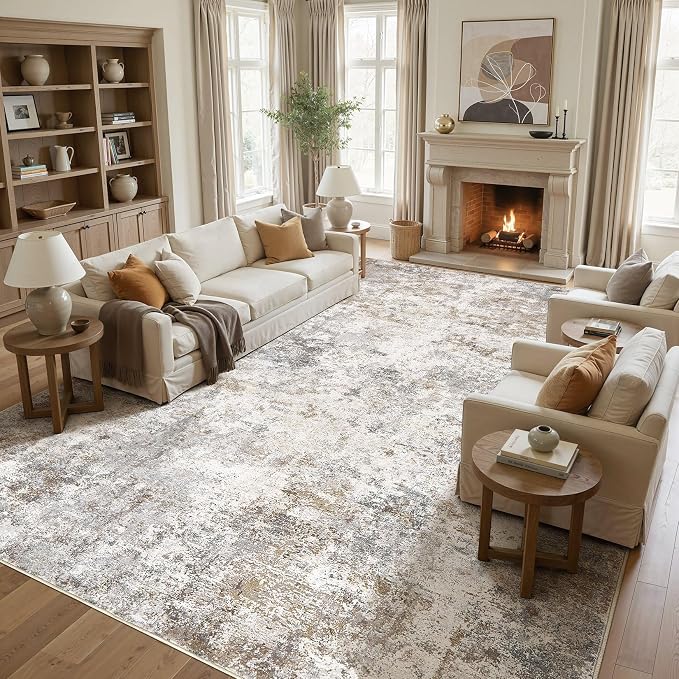 UERMEI 12x15 Area Rug Living Room Rugs Extra Large Brown Grey Carpet | Washable by UERMEI