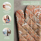 Maison d' Hermine Oven Gloves 100% Cotton Oven Mitt 7" x 13" with Loop Heat Resistant, BBQ, Cooking Gloves, Baking, Grilling, Kitchen, Handling Hot Pans (Pack of 1, Kashmir Paisley)