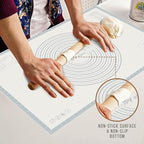 28 * 20 inches White grey, Non-Slip Silicone Baking Sheets - Baking Mat with 0.7mm Thickness - Non-Stick Pastry & Cookie Mat for Kitchen Counter for Rolling Out Dough with Measurements.