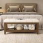 ABHENG Solid Rubber Wood Shoe Bench, Soft Chenille Material Upholstered Seat by Liveinacomfortablehome