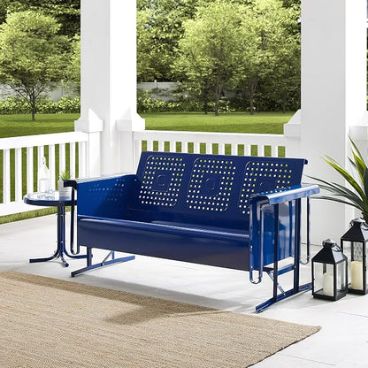 Crosley Furniture Bates Retro Metal Outdoor Sofa Glider, 3-Person Rocking Patio - Image 2