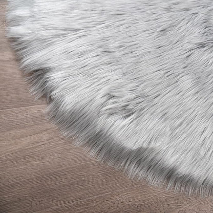 Latepis Round Grey Rugs 6.7ft Faux Sheepskin Fur Circle Rug Fluffy Rugs - Image 5