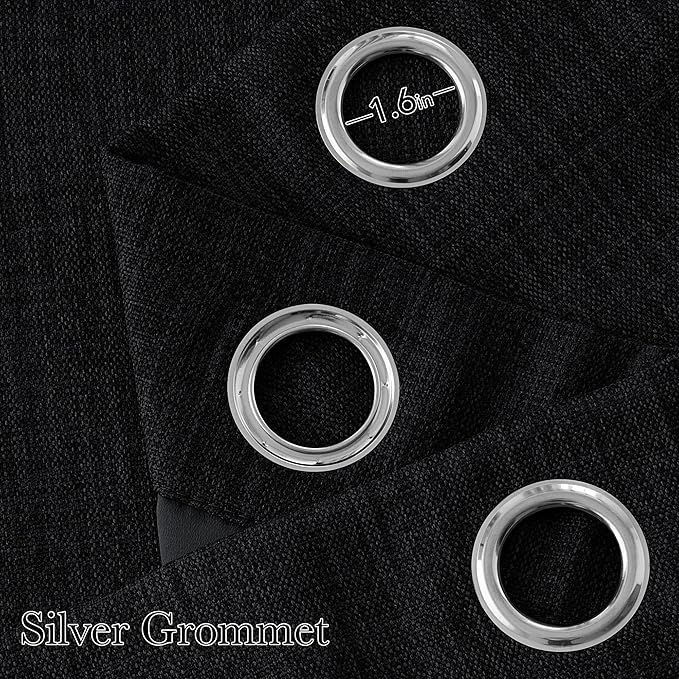NICETOWN Faux Linen Black Blackout Curtains 84 inches Long - Image 2