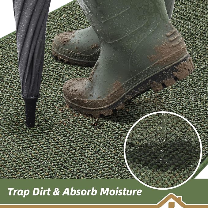 BEQHAUSE Dirt Trapper Door Mat 26" x 40" Half Circle Non Slip Rugs, Absorbent - Image 3
