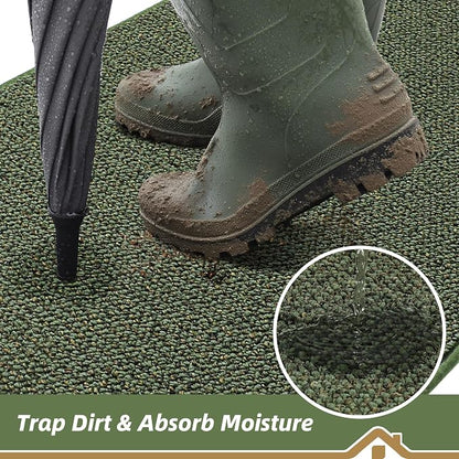 BEQHAUSE Dirt Trapper Door Mat 26" x 40" Half Circle Non Slip Rugs, Absorbent - Image 3