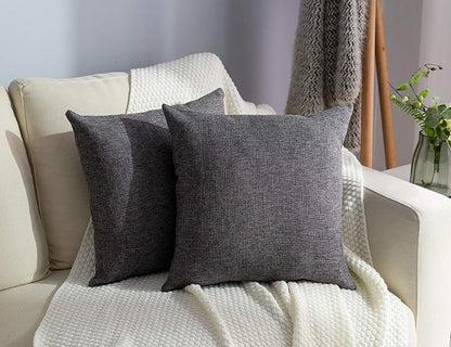 Stellhome Set of 2 Linen Throw Pillow Case Square Decorative Farmhouse Burlap by Stellhome