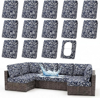 Waterproof Outdoor Cushion Covers, Stretch Patio Slipcovers | UV Resistant by hyha