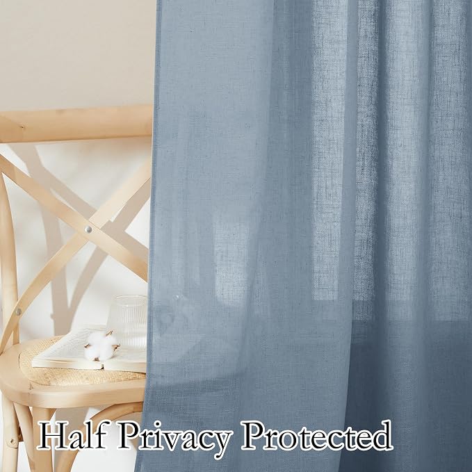 RYB HOME Linen Semi Sheer Curtains 63 inch Length - Image 5