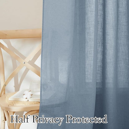 RYB HOME Linen Semi Sheer Curtains 63 inch Length - Image 5