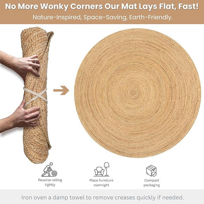Hausattire Jute Braided Round Area Rug, 8 ft | 100% natural jute, hand woven - Image 9