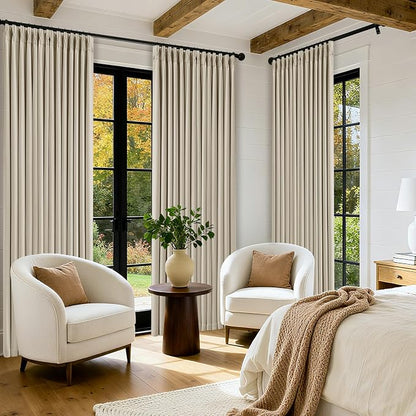 Pinch Pleat Beige 120 Inch Blackout Curtains - Image 7