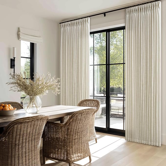 Beige Linen Pleated Light Filtering Curtains - Image 7