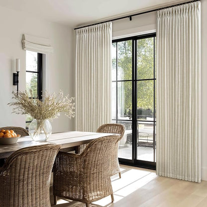 Beige Linen Pleated Light Filtering Curtains - Image 7