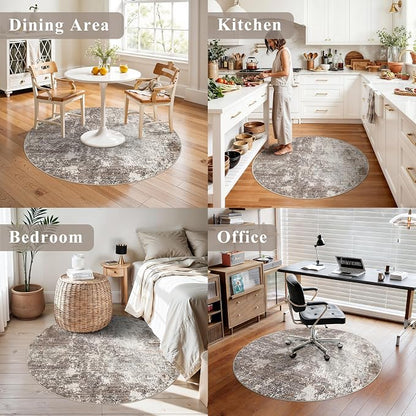 4ft Washable Kitchen Round Rug: Non-Slip Small Circle Rug - Image 3