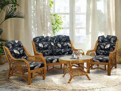 Malibu Lounge Loveseat Sofa Natural Rattan Wicker Handmade Design, Colonial - Image 4
