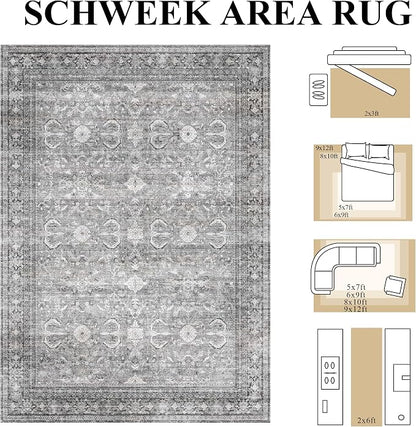 Schweek 8x10 Grey Washable Area Rug - Image 2