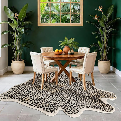 Seek4comfortable Leopard Print Rug, Cheetah Rug 4.6x5.8 Feet Faux Animal Fur - Image 3