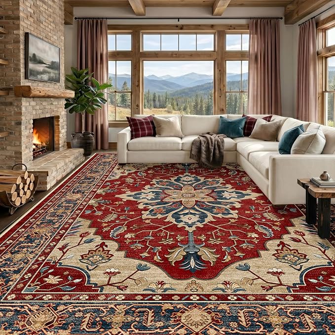 RELEANY Washable Area Rug, Large 9'x12', Water Repellent, Pet Friendly by RELEANY