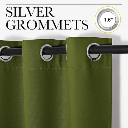 NICETOWN Olive Green Blackout Curtains 86 inches Length - Image 2