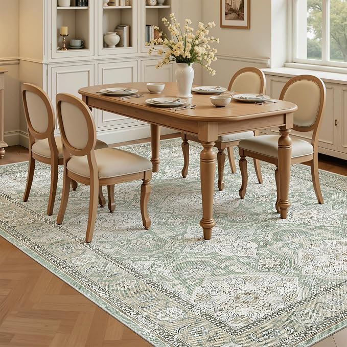 Soalmost 5x7 Area Rug Low Pile Washable Trendy Faded Style Rug, Foldable Stain - Image 3