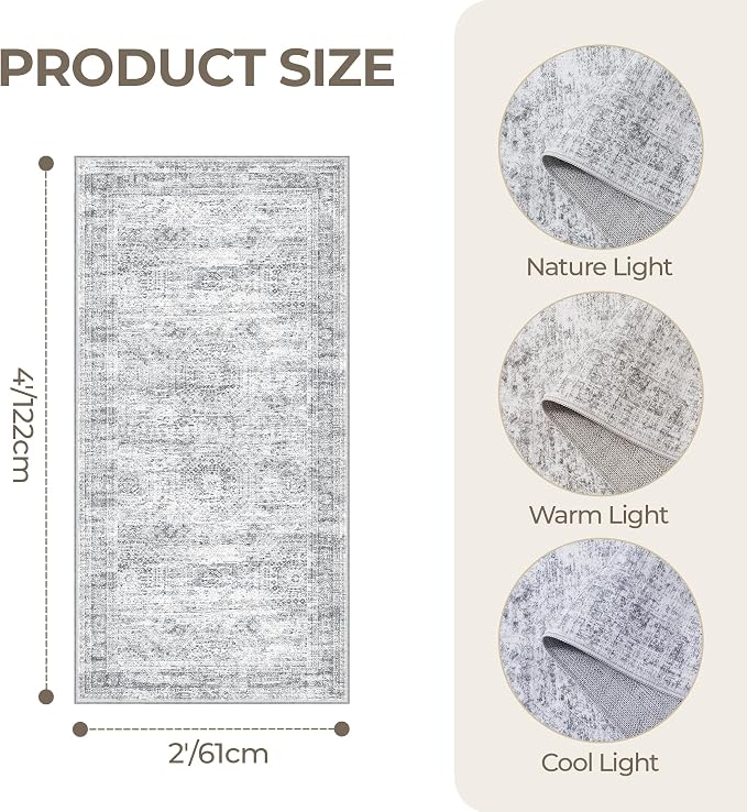 2x4 Rug Runners for Hallways Non Slip, Nursery Room, Soft Runner Rug, Stain - Image 2