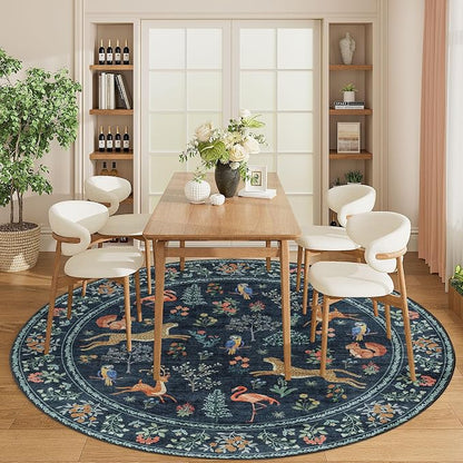 DUKINO 6ft Round Rug for Bedroom, WashableNon Slip Circle Rug, Low Pile - Image 6