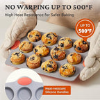 BRONYPRO Ceramic Muffin Pan, 12-Cup Nonstick Aluminized Steel Cupcake Pans, Healthy Non-Toxic Ceramic Coating Muffin tin, 2 Pack Cup Cake Pans for Baking Coral
