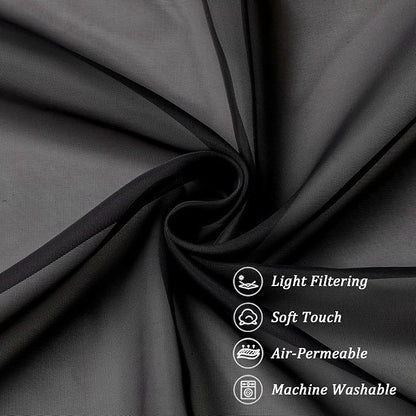 Chyhomenyc Black Sheer Curtains 84 Inches Long 2 Panels | Light Filtering - Image 8