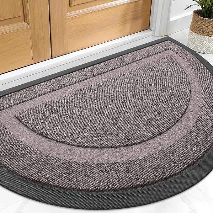 OLANLY Half Circle Front Door Mat Outside 29.5x17 All-Season Rubber Doormat | by OLANLY