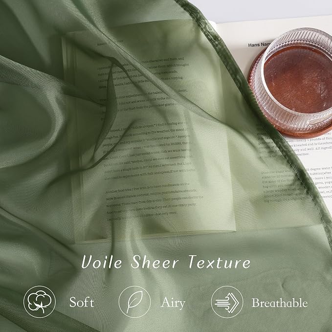 NICETOWN Voile Sheer Forest Green Curtains - Image 4