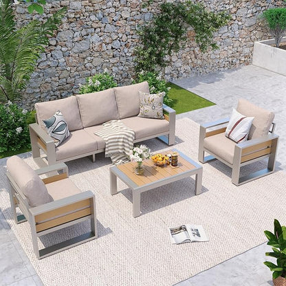 Aoxun Aluminum Patio Furniture Set, 5 Seats Luxury Metal Patio Conversation Sets by Aoxun