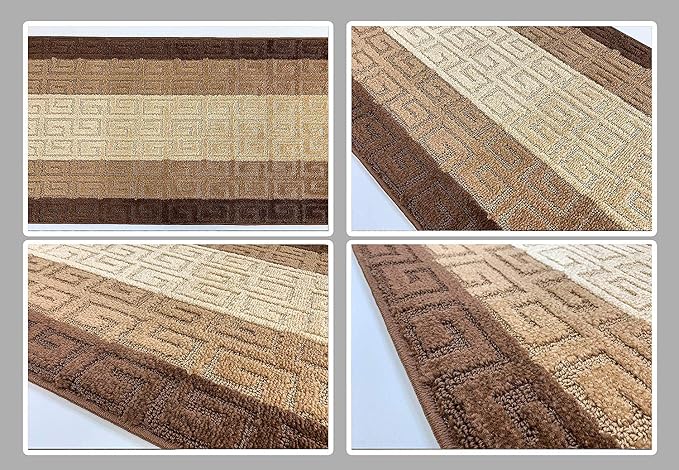 Custom Length Hallway Runner Rug, Slip Resistant, Meander Brown, 26 Inch X 3 - Image 6