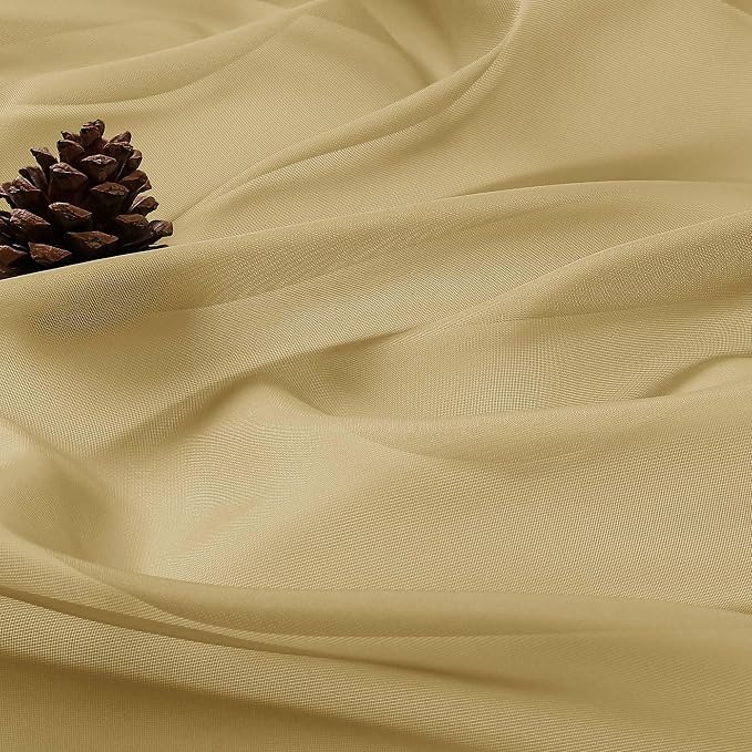 Gold Sheer Curtains 120 Inches Long 2 Panels Set, Airy Lightweight Sheer Gold - Image 8