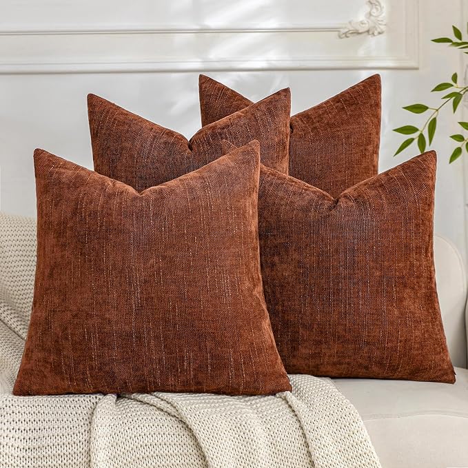 Set of 4 Soft Textured Decorative Throw Pillow Covers 22x22 Inch Cozy Farmhouse by Cozoomy