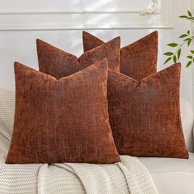 Set of 4 Soft Textured Decorative Throw Pillow Covers 18x18 Inch Cozy Farmhouse by Cozoomy