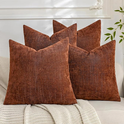 Set of 4 Soft Textured Decorative Throw Pillow Covers 18x18 Inch Cozy Farmhouse by Cozoomy