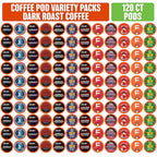 Coffee Pod Variety Packs Dark Roast Sampler, Assorted, Compatible with 2.0 K-Cup Brewers, Variety Pack, 120 Count (Pack of 1)