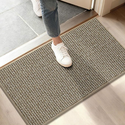 BEQHAUSE Dirt Trapper Door Mat 17" x 30", Non-Slip Doormats, Light Beige | by BEQHAUSE