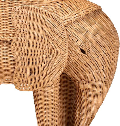 Bali & pari Elissa Bohemian Light Honey Rattan Elephant End Table - Image 6