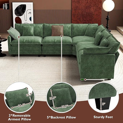 Ihanherry 114" V-Shaped Modern Sofa Modular Sectional Cloud Couch - Image 6