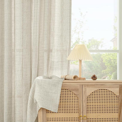 YoungsTex Linen Cafe Curtains 36 Inch Length 2 Panels, Short Half Window Drapes - Image 9