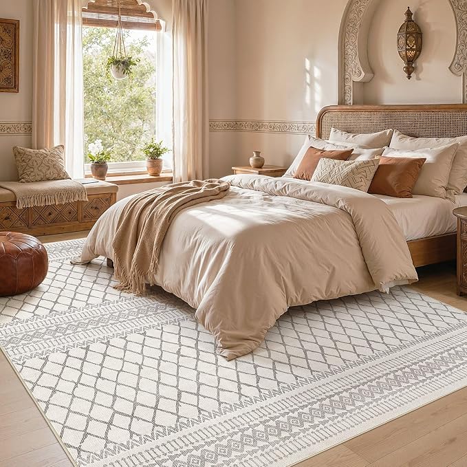 cotiled Boho 5x8 Area Rugs for Living Room: Soft Moroccan Washable Rug | Solve - Image 5
