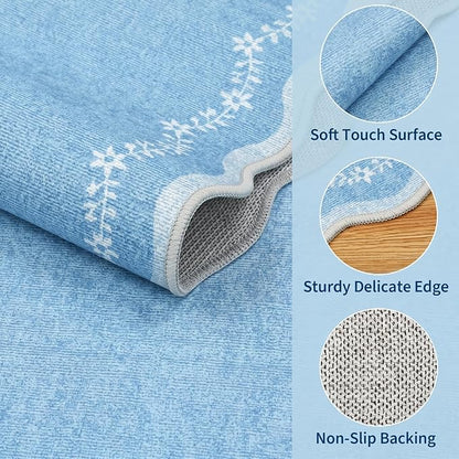 GarveeHome 2x6 Scalloped Washable Runner Rug Non Slip Hallway Kitchen Rug | - Image 4