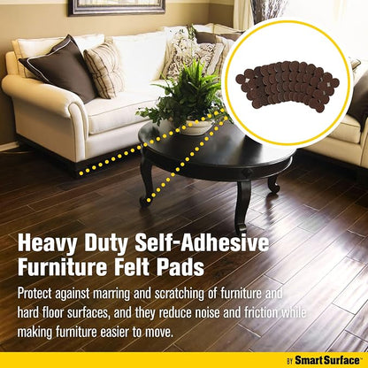 Smart Surface 8825 Heavy Duty Self Adhesive Furniture Felt Pads 1-Inch Round - Image 4