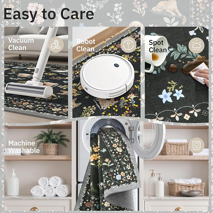 Soalmost Dog 8x10 Area Rugs for Living Room, Washable Animal Soft Rug Black | - Image 7