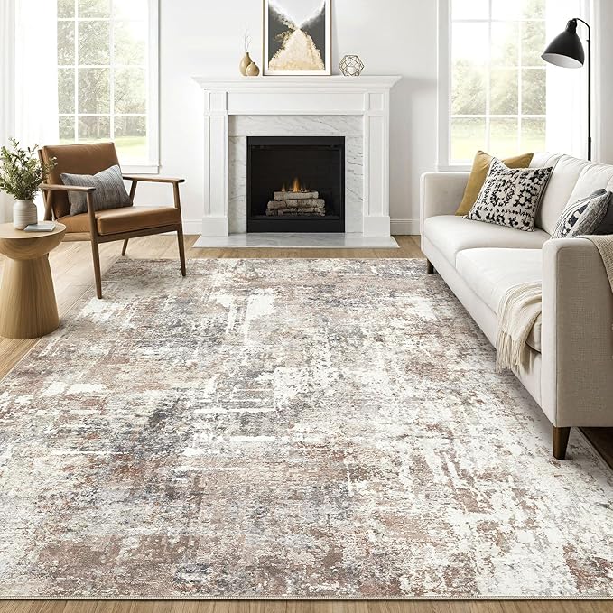 LOONGRUG 7x9 Area Rug Washable Large Neutral Modern Living Room Rugs | Abstract by LOONGRUG